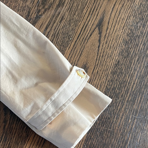 Ralph Lauren green label Cream Trench Coat Brown Collar double breasted crop - Picture 2 of 7